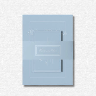 Elegant Blue Diamond Wedding Invitation Belly Band