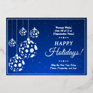 Elegant Blue Donors Volunteers Staff Appreciation Foil Holiday Card