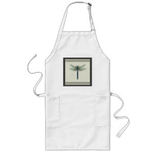 Elegant Blue Dragonfly Long Apron