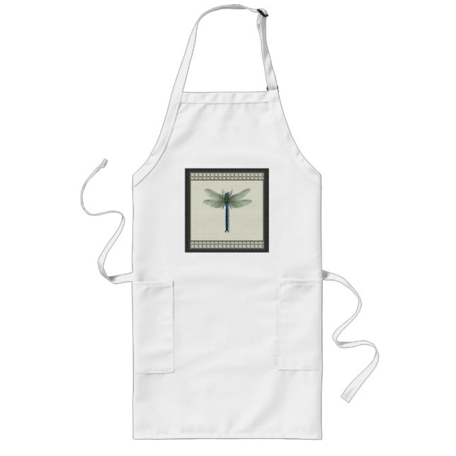 Elegant Blue Dragonfly Long Apron (Front)