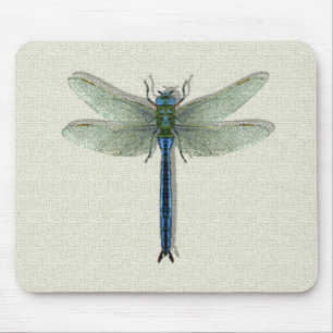 Elegant Blue Dragonfly Mouse Mat