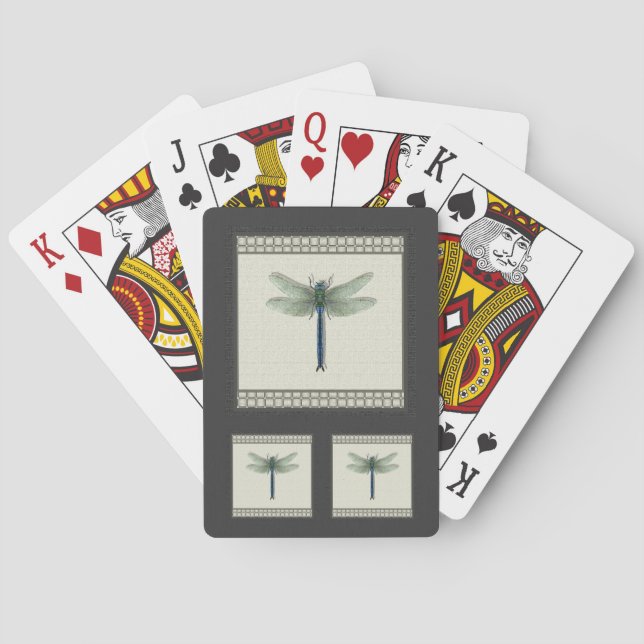 Elegant Blue Dragonfly Playing Cards (Back)