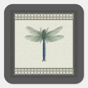 Elegant Blue Dragonfly Square Sticker
