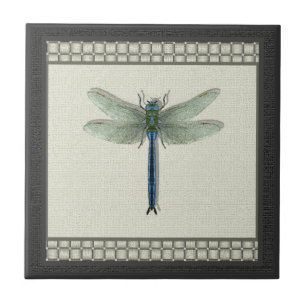Elegant Blue Dragonfly Tile