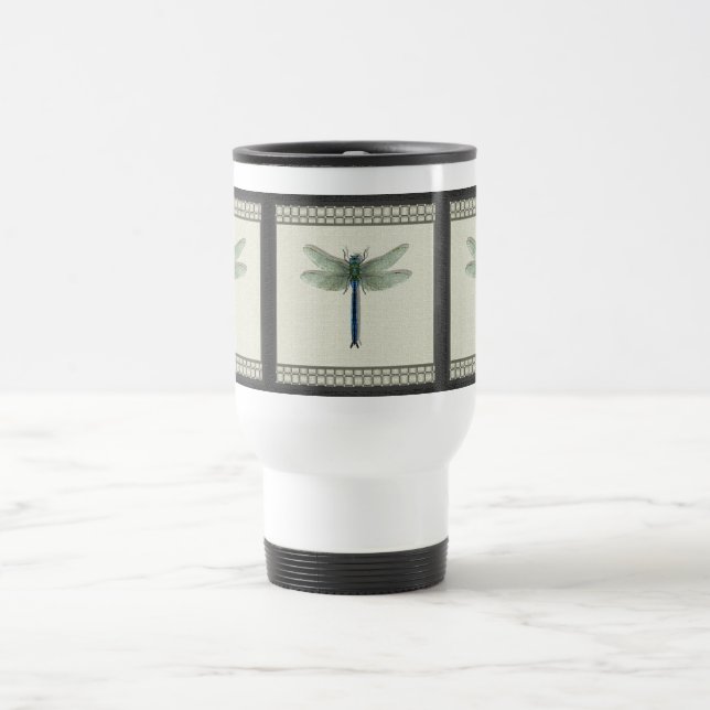Elegant Blue Dragonfly Travel Mug (Center)