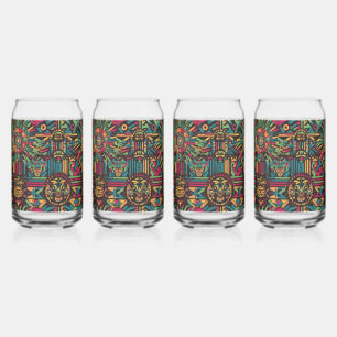 Elegant Blue "Eclipsed Suns and Pyramids" Glass Tu