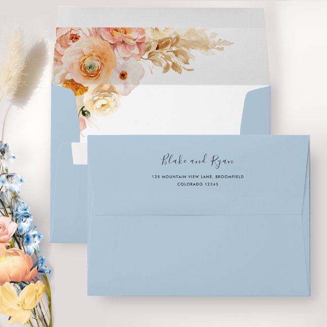 Elegant Blue Envelope with Peach Floral Inside (Creator Uploaded)