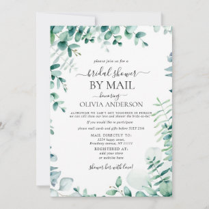 Elegant Blue Eucalyptus Bridal Shower By Mail Invitation