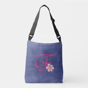 Elegant Blue F Crossbody Bag