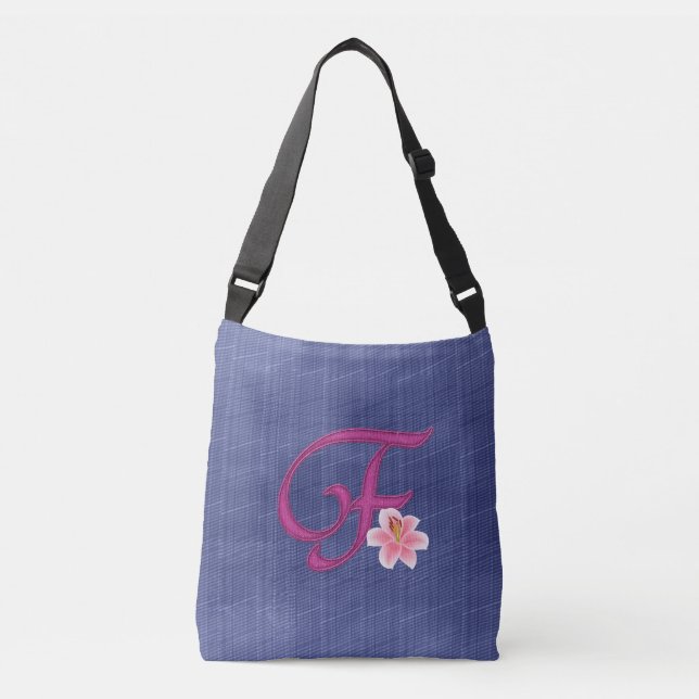 Elegant Blue F Crossbody Bag (Front)