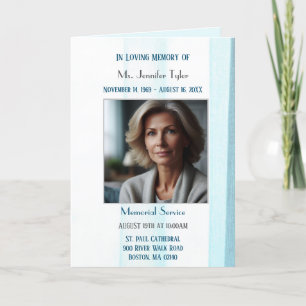 Elegant Blue Fabric Obituary Bereavement Service  Programme