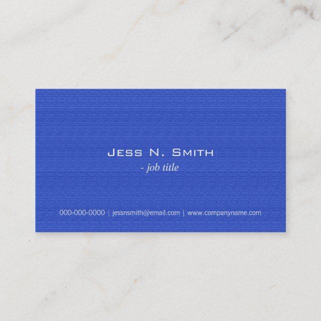 Elegant blue fabric texture simple business cards. business card (Front)