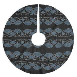 Elegant Blue Fan Brushed Polyester Tree Skirt