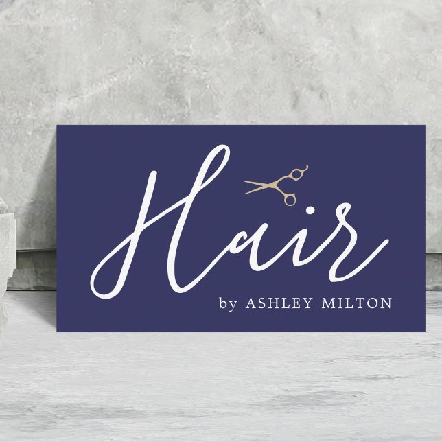 Elegant Blue Faux Copper Scissors Hair Stylist Business Card (Creator Uploaded)