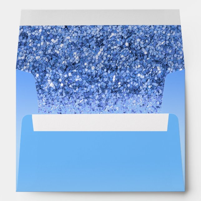 Elegant Blue Faux Glitter Girly Envelope (Back (Bottom))