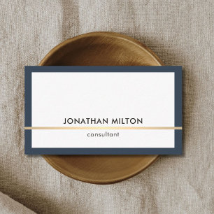 Elegant Blue Faux Gold Line Consultant Business Card