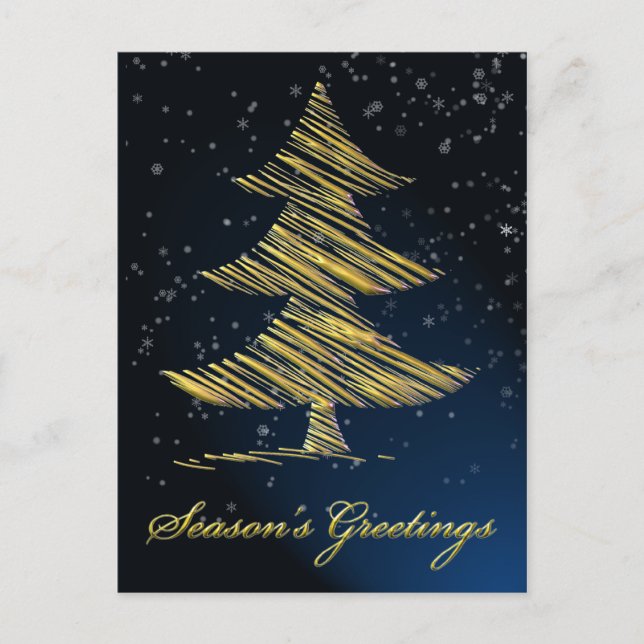 elegant blue festive Christmas Greeting PostCards (Front)