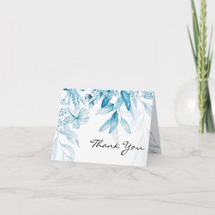 Elegant Blue Fine Art Floral Drop Thank You Card