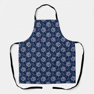 Elegant Blue Floral Apron
