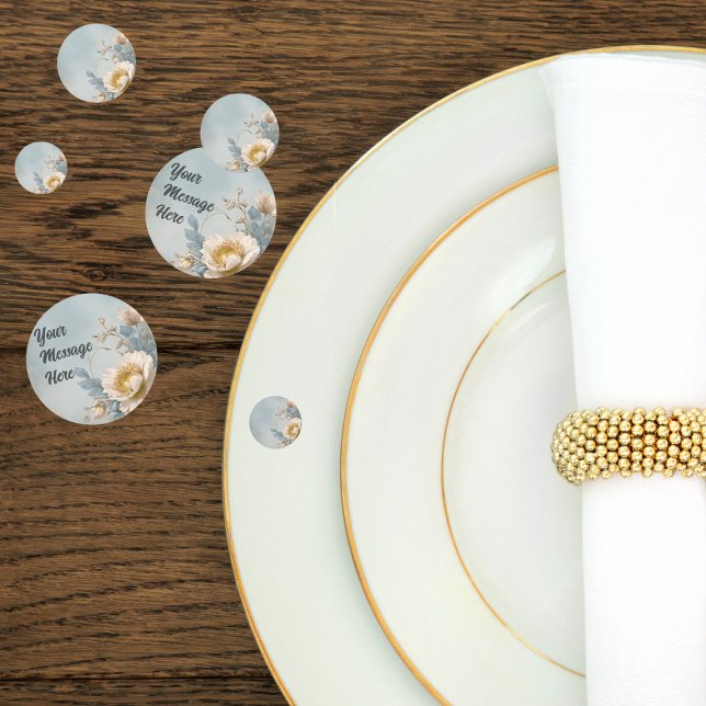 Elegant Blue Floral Birthday Party  Confetti (Creator Uploaded)