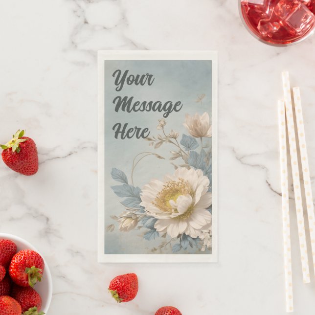 Elegant Blue Floral Birthday Party  Napkin (Insitu)