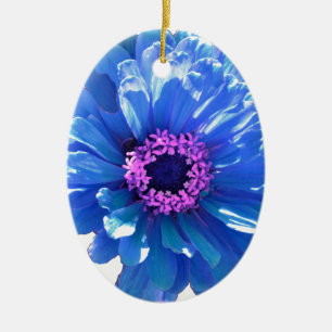 Elegant blue floral blue daisy ceramic tree decoration