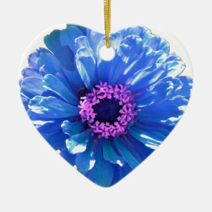 Elegant blue floral blue daisy ceramic tree decoration