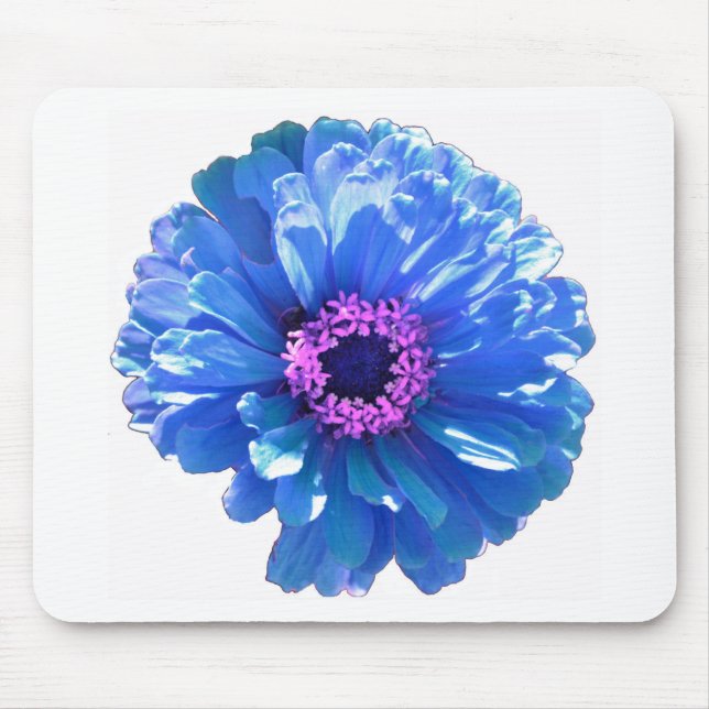 Elegant blue floral blue daisy mouse mat (Front)