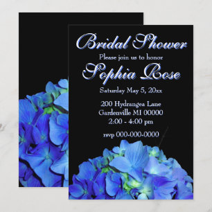Elegant blue floral blue hydrangeas Bridal Shower Invitation