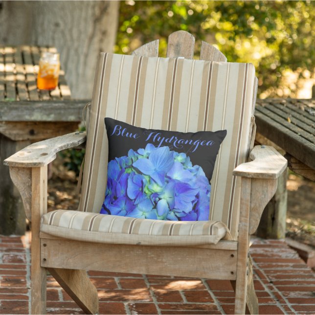 Elegant blue floral blue roses blue hydrangeas  cushion (Chair)