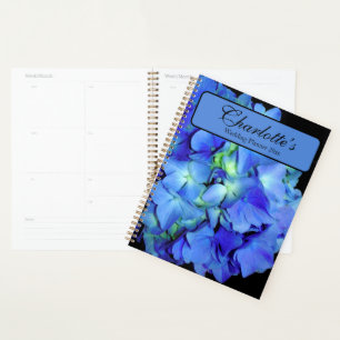 Elegant blue floral blue roses blue hydrangeas planner