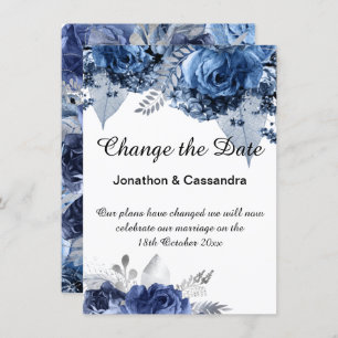 ELEGANT BLUE  FLORAL BORDER CHANGE THE DATE