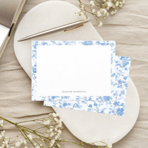 Elegant Blue Floral Border French Toile de Jouy Card