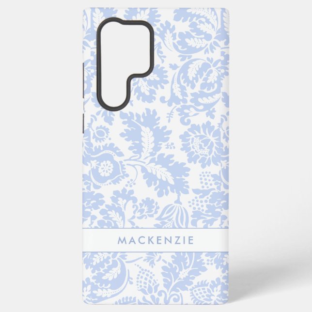 Elegant Blue Floral Botanical Samsung Galaxy S22 Ultra Case (Back)