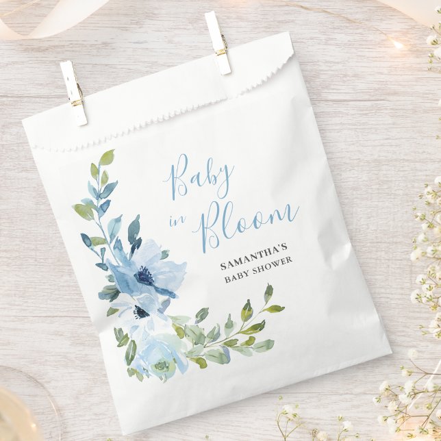 Elegant Blue Floral Boy Baby In Bloom Shower  Favour Bags (Creator Uploaded)