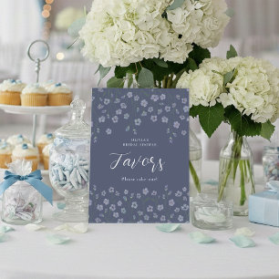 Elegant Blue Floral Bridal Shower Favor Table Sign