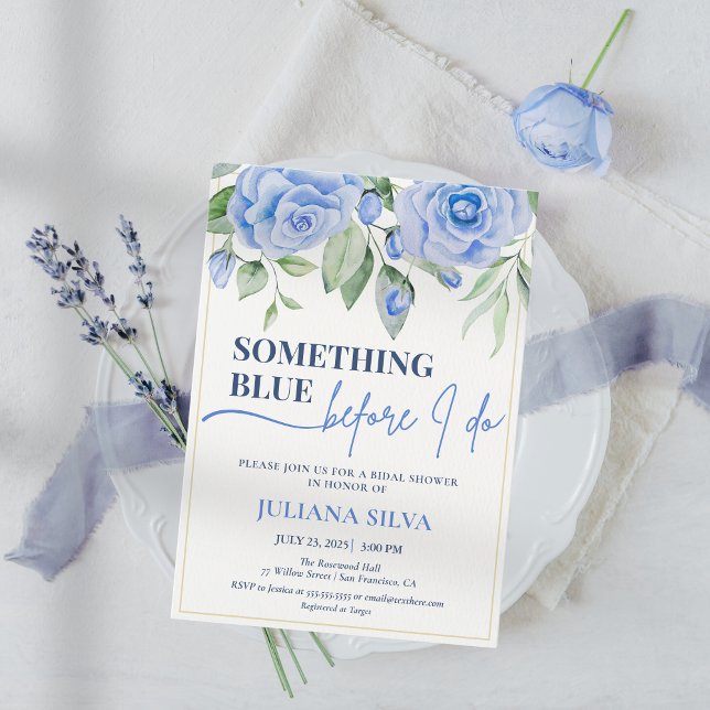   Elegant Blue Floral Bridal Shower Invitation (Creator Uploaded)