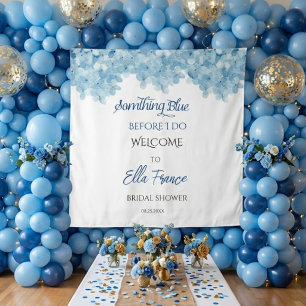 Elegant Blue Floral Bridal Shower Tapestry
