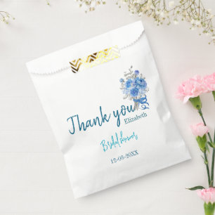 Elegant Blue Floral Bridal Shower Thank you Favour Bags