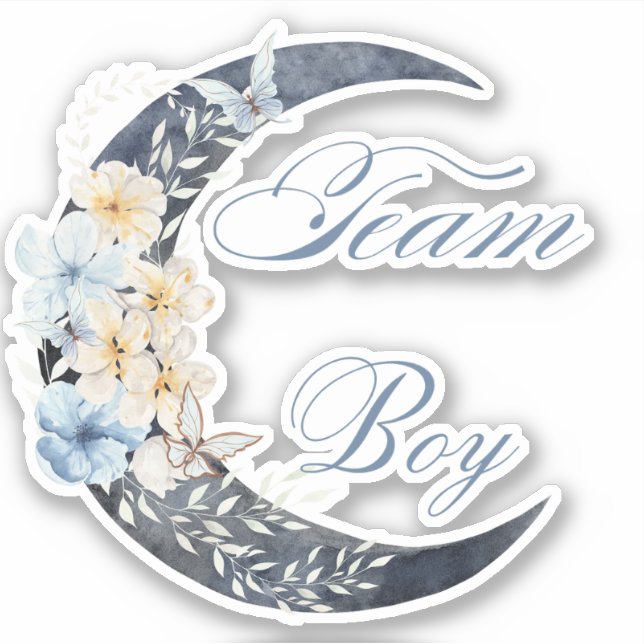 elegant blue floral chic moon team boy baby shower (Front)
