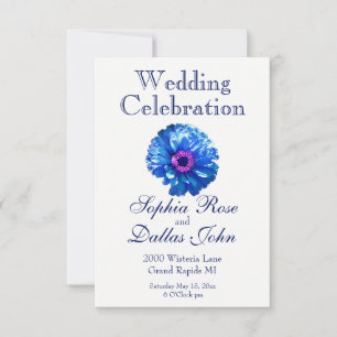 Elegant blue floral daisy sunflower invitation