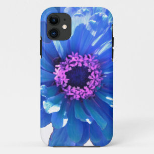 Elegant blue floral daisy zinnia dahlia iPhone 11 case