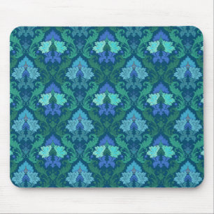 Elegant Blue Floral Damask Mouse Mat
