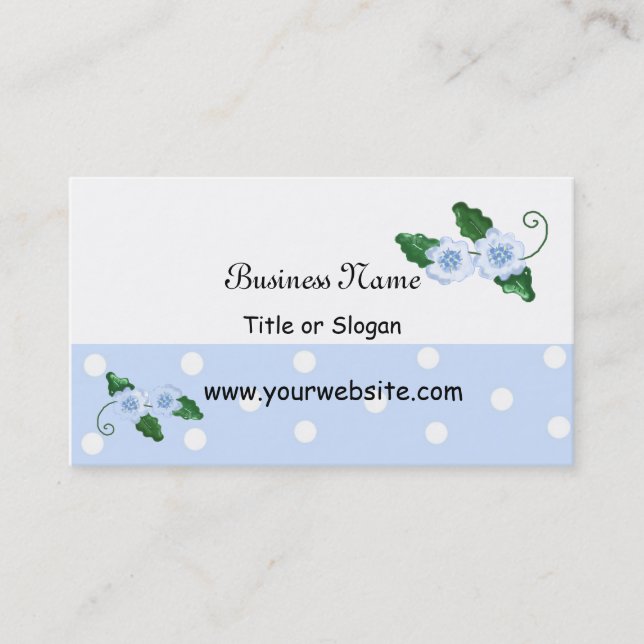 Elegant Blue Floral Design Business Card (Front)