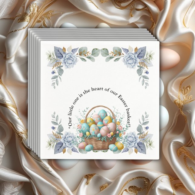 Elegant Blue Floral Easter Egg Basket Baby Shower Napkin (Creator Uploaded)