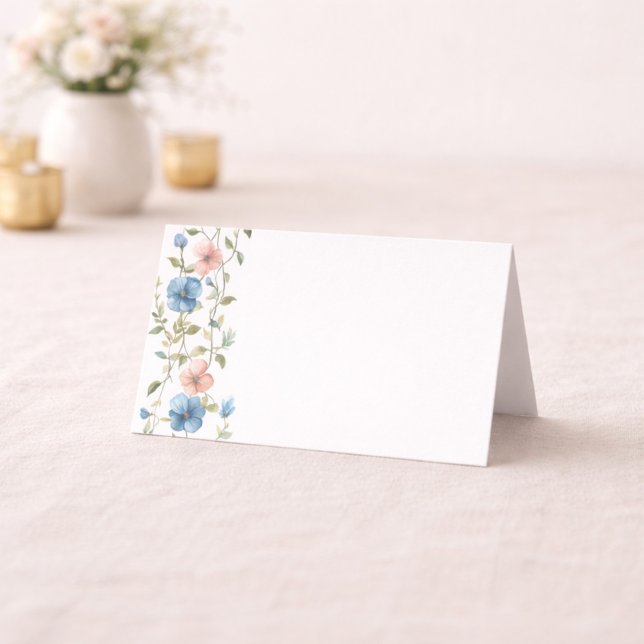 Elegant Blue Floral Event  Place Card (Creator Uploaded)