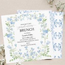 Elegant blue floral graduation brunch Invitation