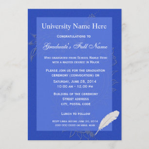 Elegant blue floral graduation ceremony invitation