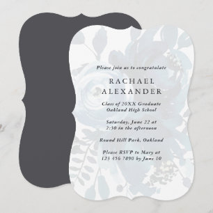 Elegant Blue Floral Graduation Party Invitation