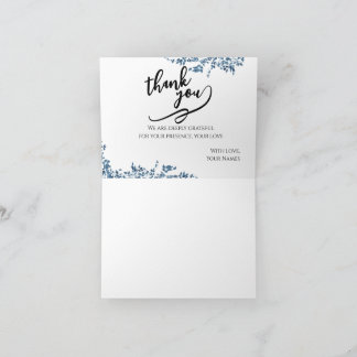 Elegant Blue Floral Greeting Thank You Card